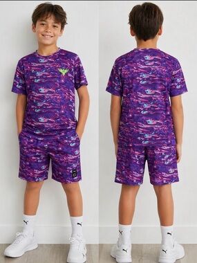 Lamelo Puma 2022 collection Purple Athletic Shorts and shirt set